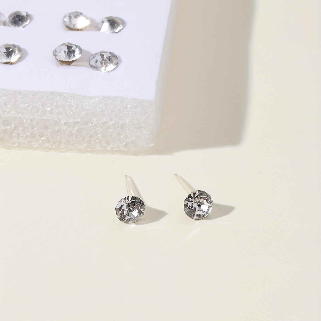 100 Pairs Colorful Rhinestones Plastic Glue Needle Earrings Set